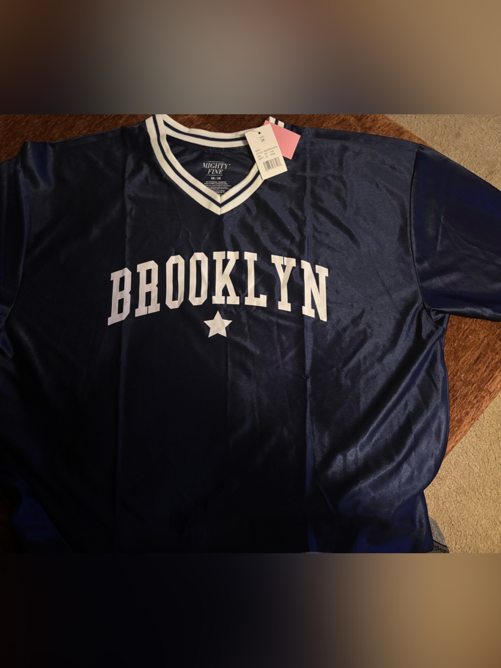 Mighty Fine Navy & White V-Neck Jersey Top